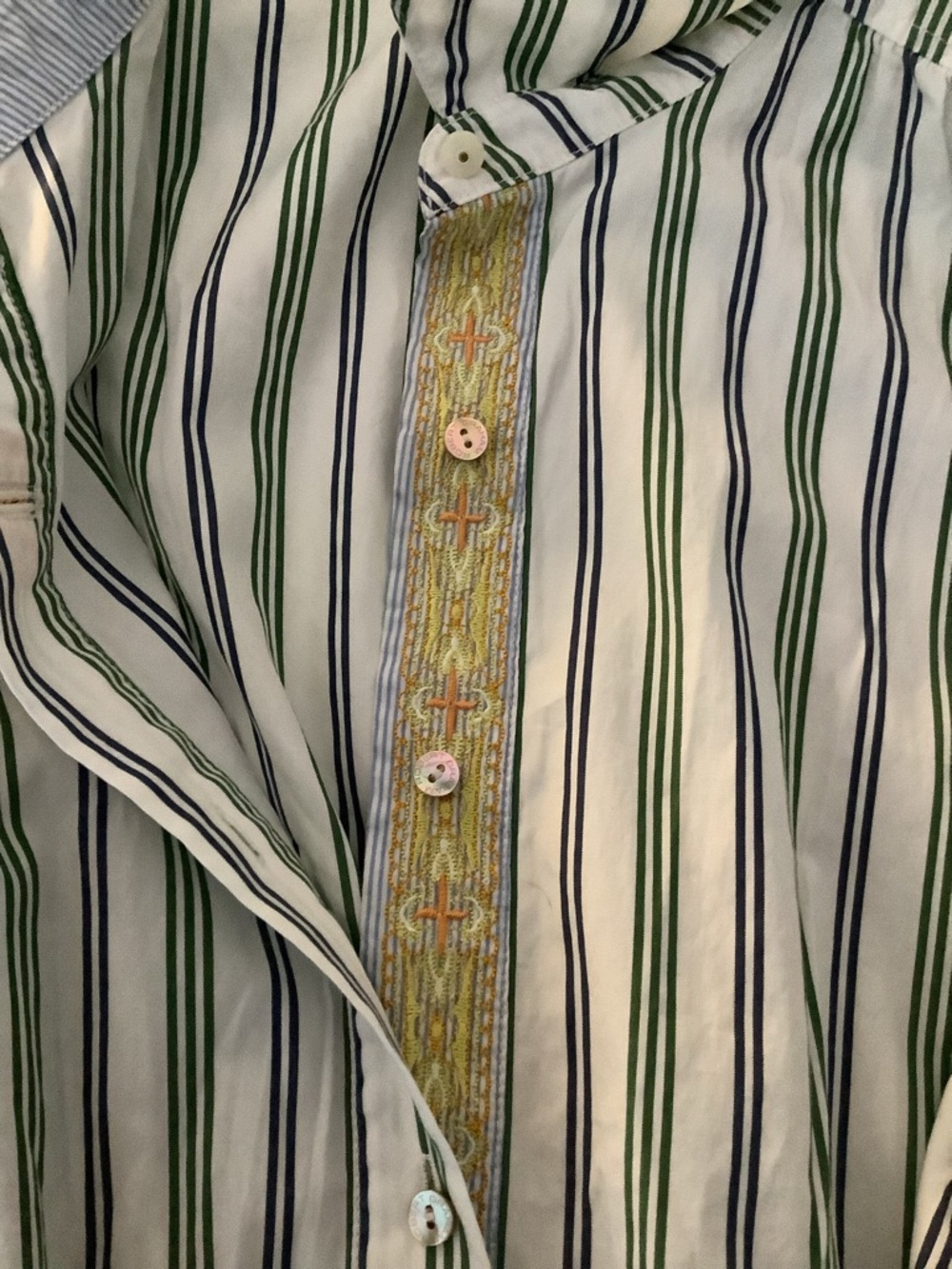 Robert Graham Striped Shirt Dress Sleeveless Cotton Blend